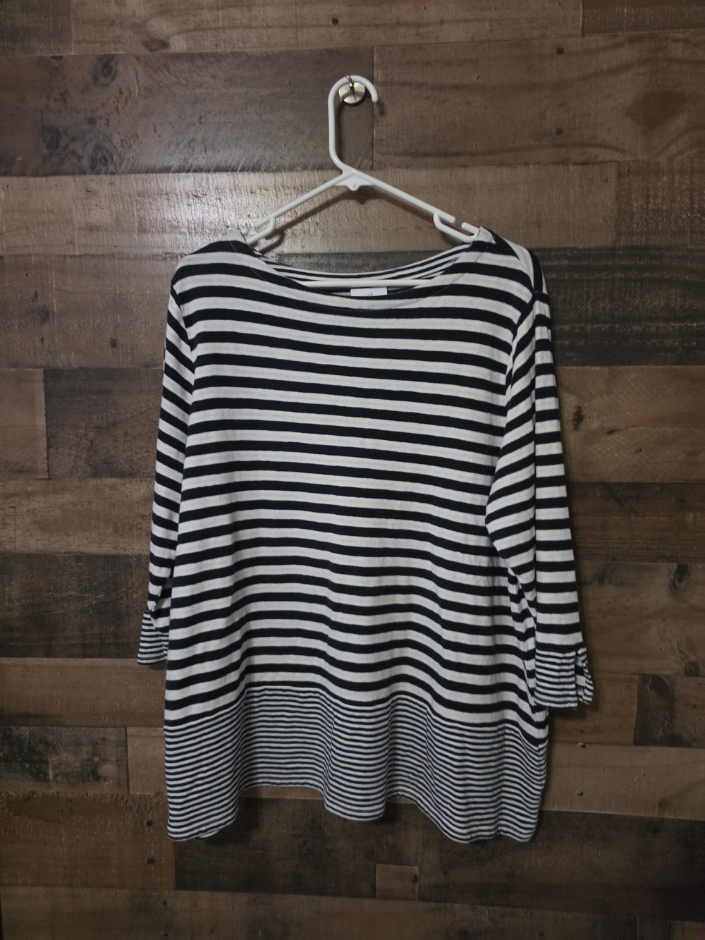 J.Jill Striped Long Sleeve Top in Black & White Size XL